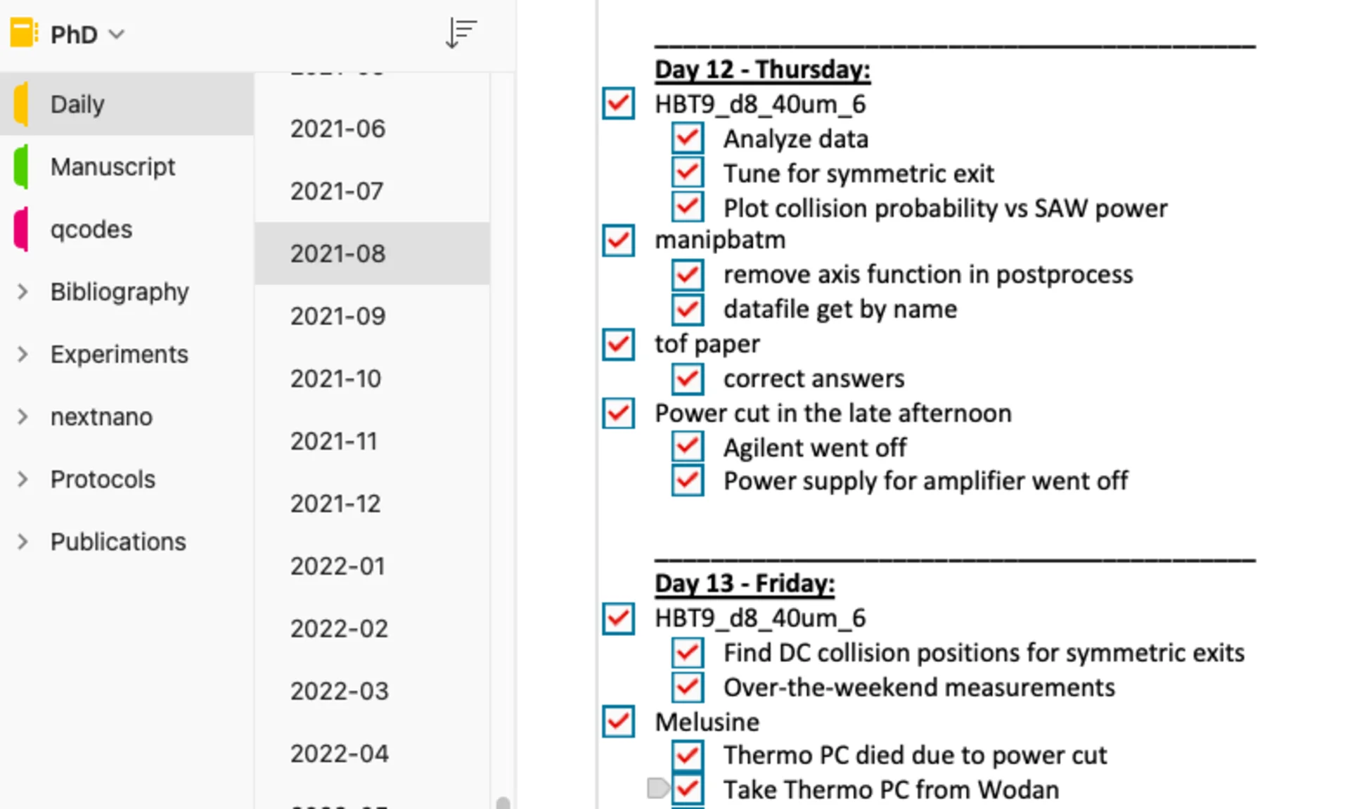 A daily log featuring fast executable tasks.